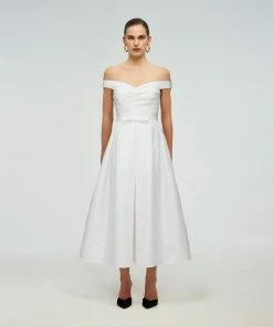 Self-portrait Taffeta Off Shoulder Midi Dress