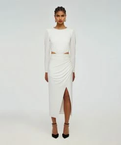 Self-portrait READY TO WEAR White Jersey Cut Out Dress