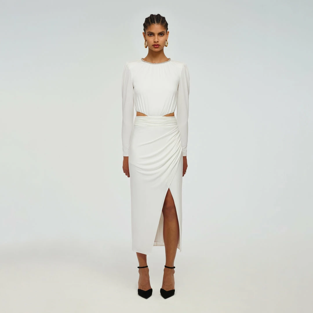 Self-portrait READY TO WEAR White Jersey Cut Out Dress