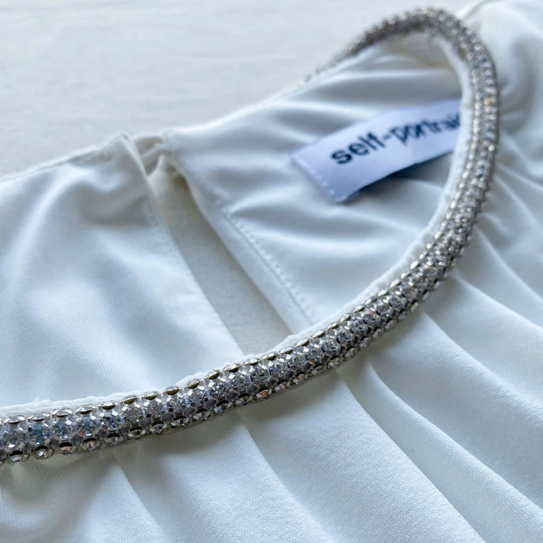 Self-portrait READY TO WEAR White Jersey Cut Out Dress