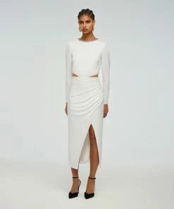 Self-portrait READY TO WEAR White Jersey Cut Out Dress