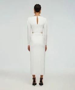 Self-portrait READY TO WEAR White Jersey Cut Out Dress