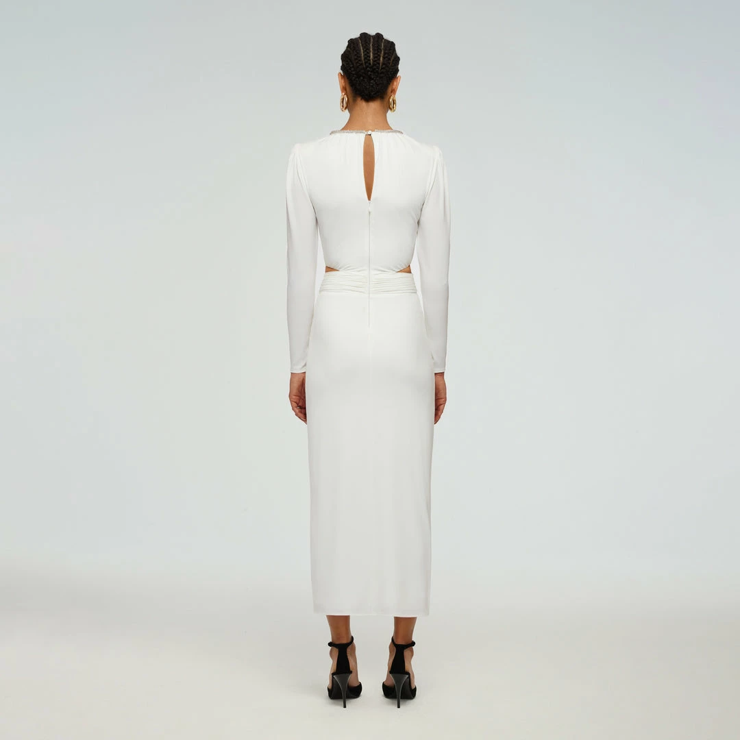 Self-portrait READY TO WEAR White Jersey Cut Out Dress