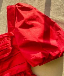 Self-portrait Red Cotton Midi Dress READY TO WEAR