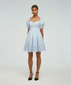 Self-portrait READY TO WEAR Blue Floral Broderie Mini Dress