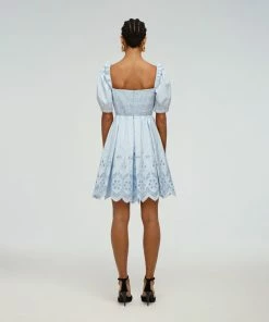 Self-portrait READY TO WEAR Blue Floral Broderie Mini Dress
