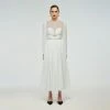Self-portrait READY TO WEAR White Diamante Trim Midi Dress