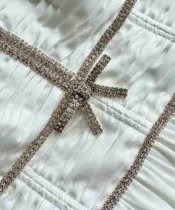 Self-portrait READY TO WEAR White Diamante Trim Midi Dress