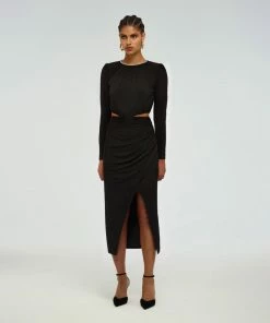 Self-portrait READY TO WEAR Black Cut Out Midi Dress