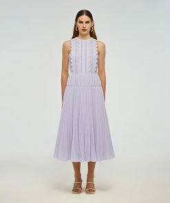 Self-portrait Lilac Scallop Midi Dress