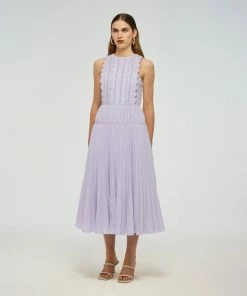 Self-portrait Lilac Scallop Midi Dress