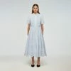 Self-portrait Blue Cotton Broderie Midi Dress