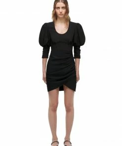 Self-portrait Black Stretch Crepe Mini Dress