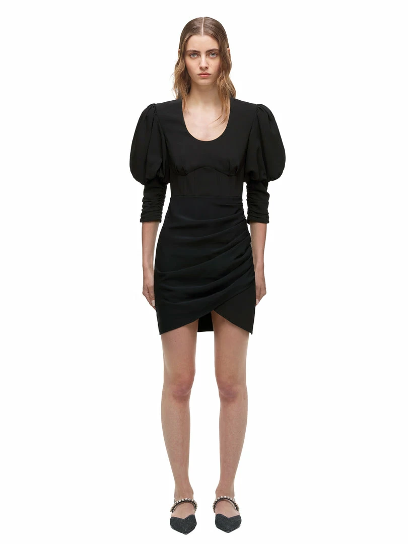Self-portrait Black Stretch Crepe Mini Dress