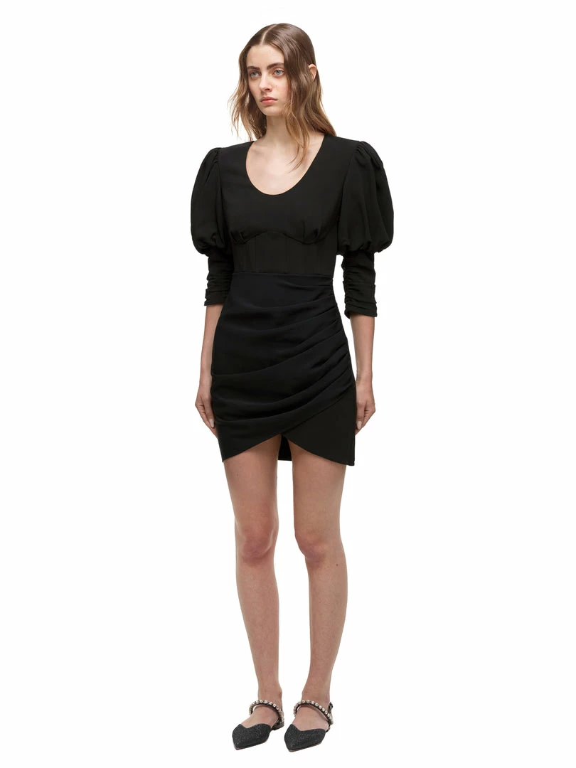 Self-portrait Black Stretch Crepe Mini Dress
