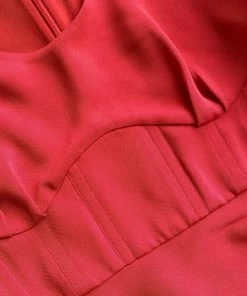 Self-portrait Red Stretch Crepe Midi Dress READY TO WEAR