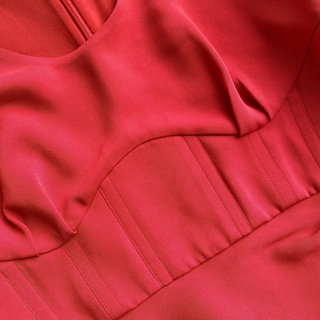 Self-portrait Red Stretch Crepe Midi Dress READY TO WEAR