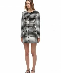 Self-portrait READY TO WEAR Monochrome Check Jacket