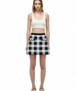 Self-portrait Monochrome Check Knit Mini Skirt READY TO WEAR
