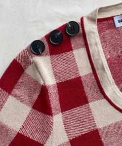 Self-portrait READY TO WEAR Red Check Knit Jumper