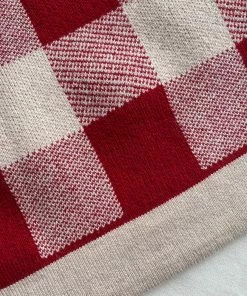 Self-portrait READY TO WEAR Red Check Knit Skirt