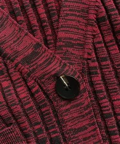 Self-portrait Red Ribbed Knit V Neck Cardigan