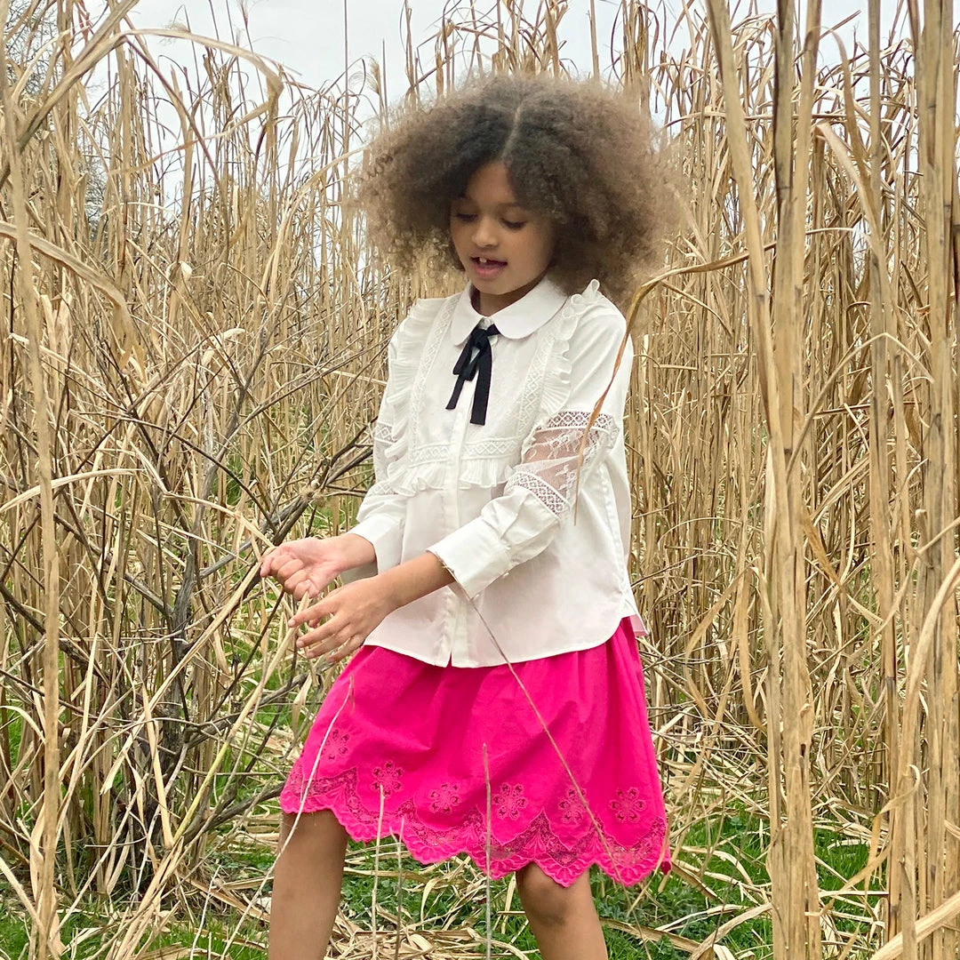 Self-portrait KIDS Pink Embroidered Hem Mini Skirt