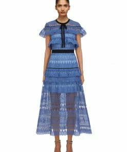 Self-portrait Daphne Teardrop Guipure Midi Dress