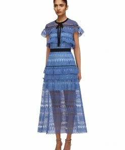 Self-portrait Daphne Teardrop Guipure Midi Dress