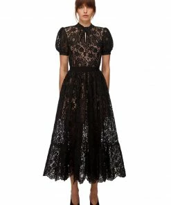 Self-portrait READY TO WEAR Guipure Lace Midi Dress