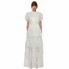 Self-portrait READY TO WEAR Ribbon Lace Tiered Maxi Dress