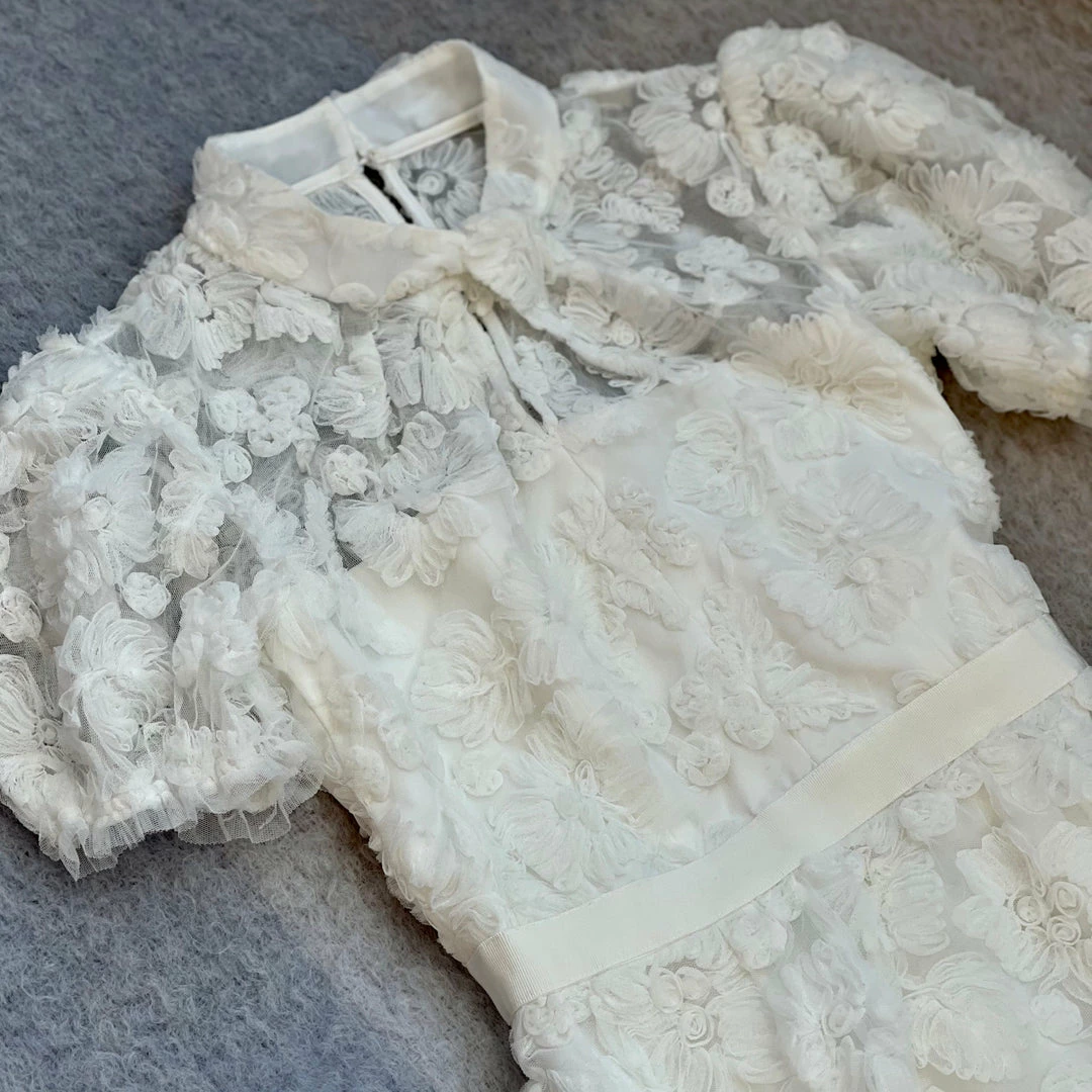 Self-portrait READY TO WEAR Ribbon Lace Tiered Maxi Dress