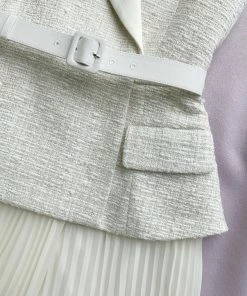 Self-portrait Cream Tailored Boucle And Chiffon Midi Dress NEW ARRIVALS