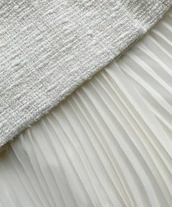 Self-portrait Cream Tailored Boucle And Chiffon Midi Dress NEW ARRIVALS