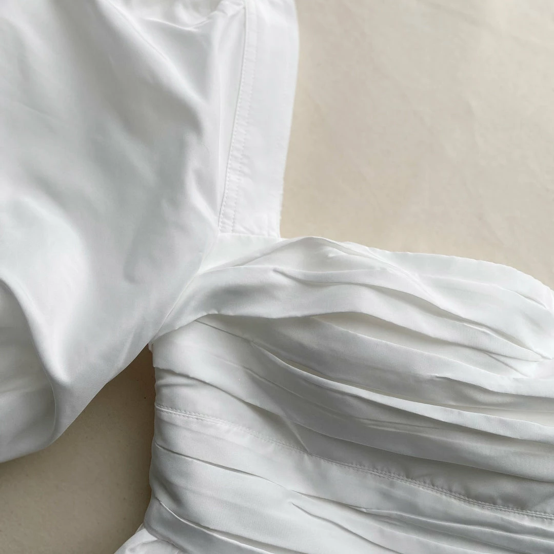 Self-portrait White Taffeta Puff Sleeve Mini Dress