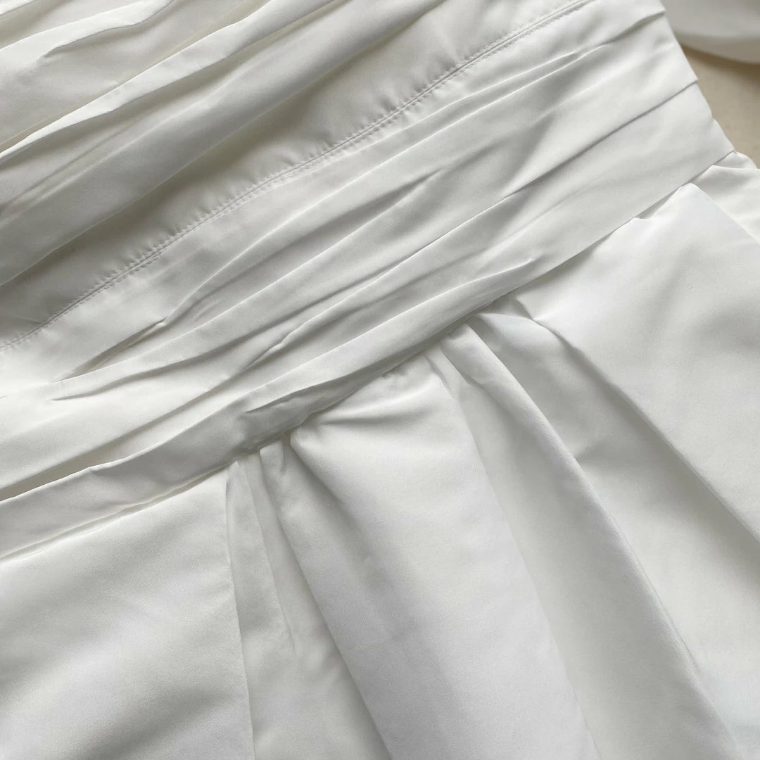 Self-portrait White Taffeta Puff Sleeve Mini Dress