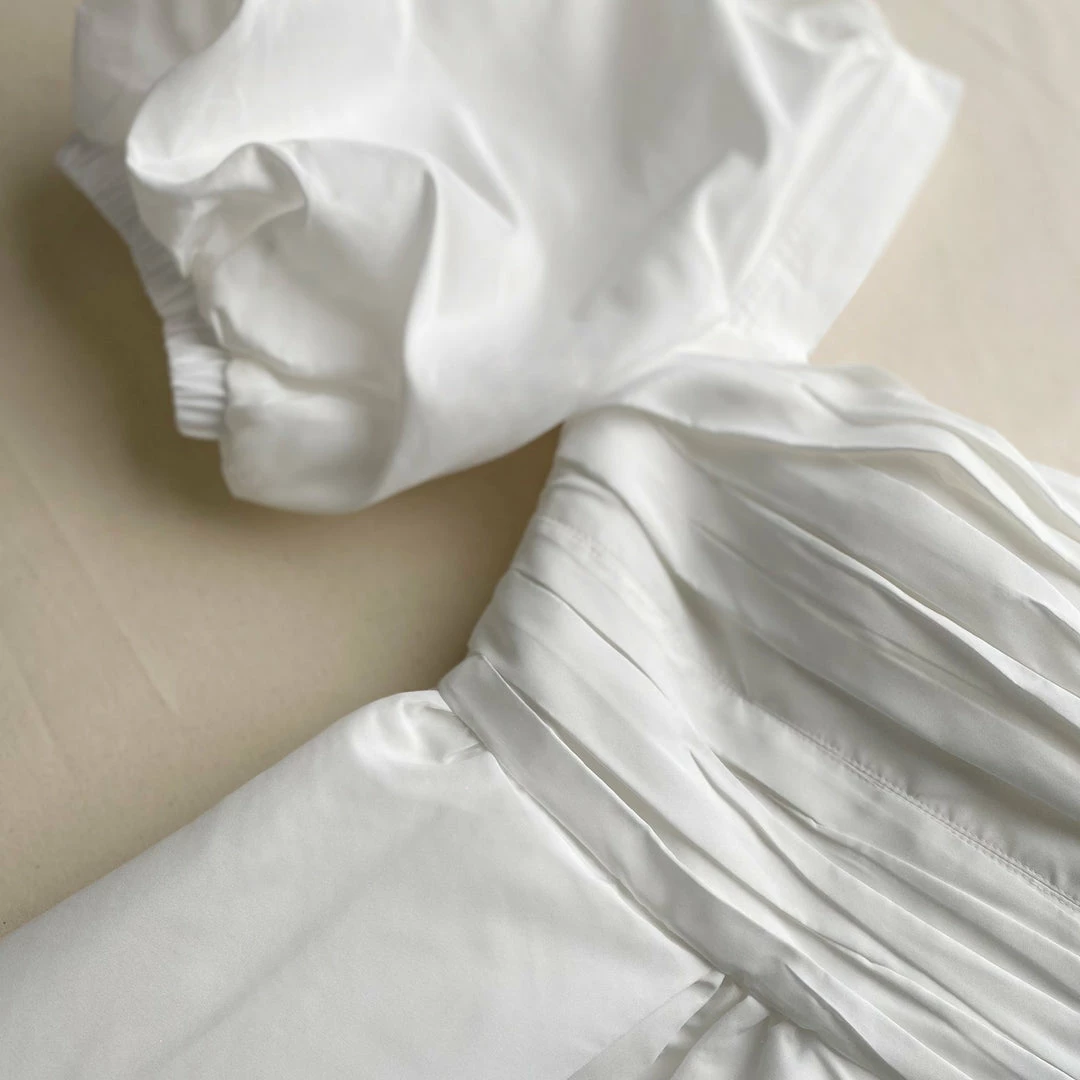 Self-portrait White Taffeta Puff Sleeve Mini Dress