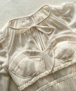 Self-portrait Ivory Chiffon Pleated Maxi Dress