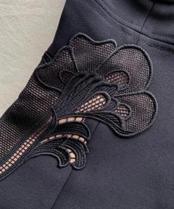 Self-portrait Black Bonded Crepe Contrast Mini Dress READY TO WEAR