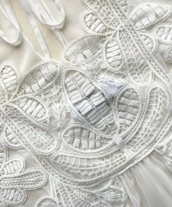 Self-portrait White Macrame Lace Chiffon Blouse READY TO WEAR