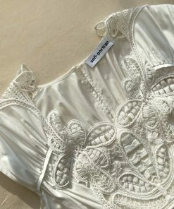 Self-portrait White Macrame Lace Organic Cotton Mini Dress