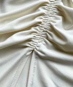 Self-portrait Ivory Jersey Gathered Asymmetric Midi Dress