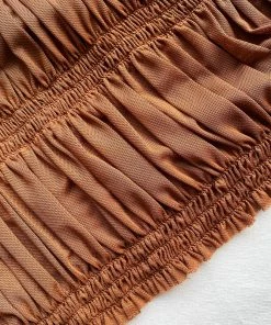 Self-portrait READY TO WEAR Caramel Shirred Power Mesh Midi Dress