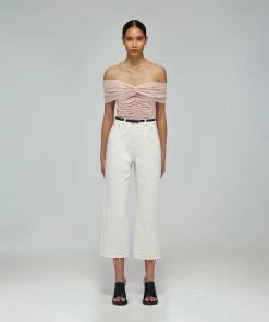 Self-portrait Taupe Jersey Off-Shoulder Top