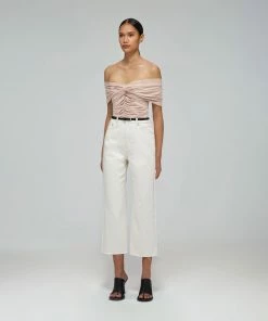 Self-portrait Taupe Jersey Off-Shoulder Top