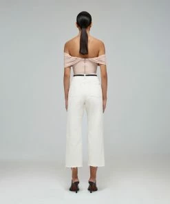 Self-portrait Taupe Jersey Off-Shoulder Top