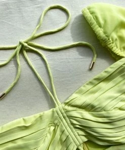 Self-portrait Lime Stretch Crepe Cut Out Mini Dress READY TO WEAR