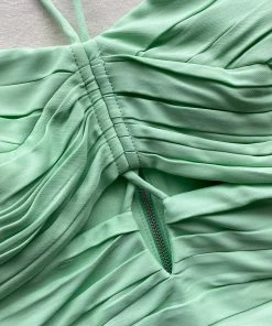 Self-portrait Spearmint Stretch Crepe Cut Top READY TO WEAR