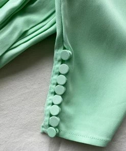 Self-portrait Spearmint Stretch Crepe Cut Top READY TO WEAR