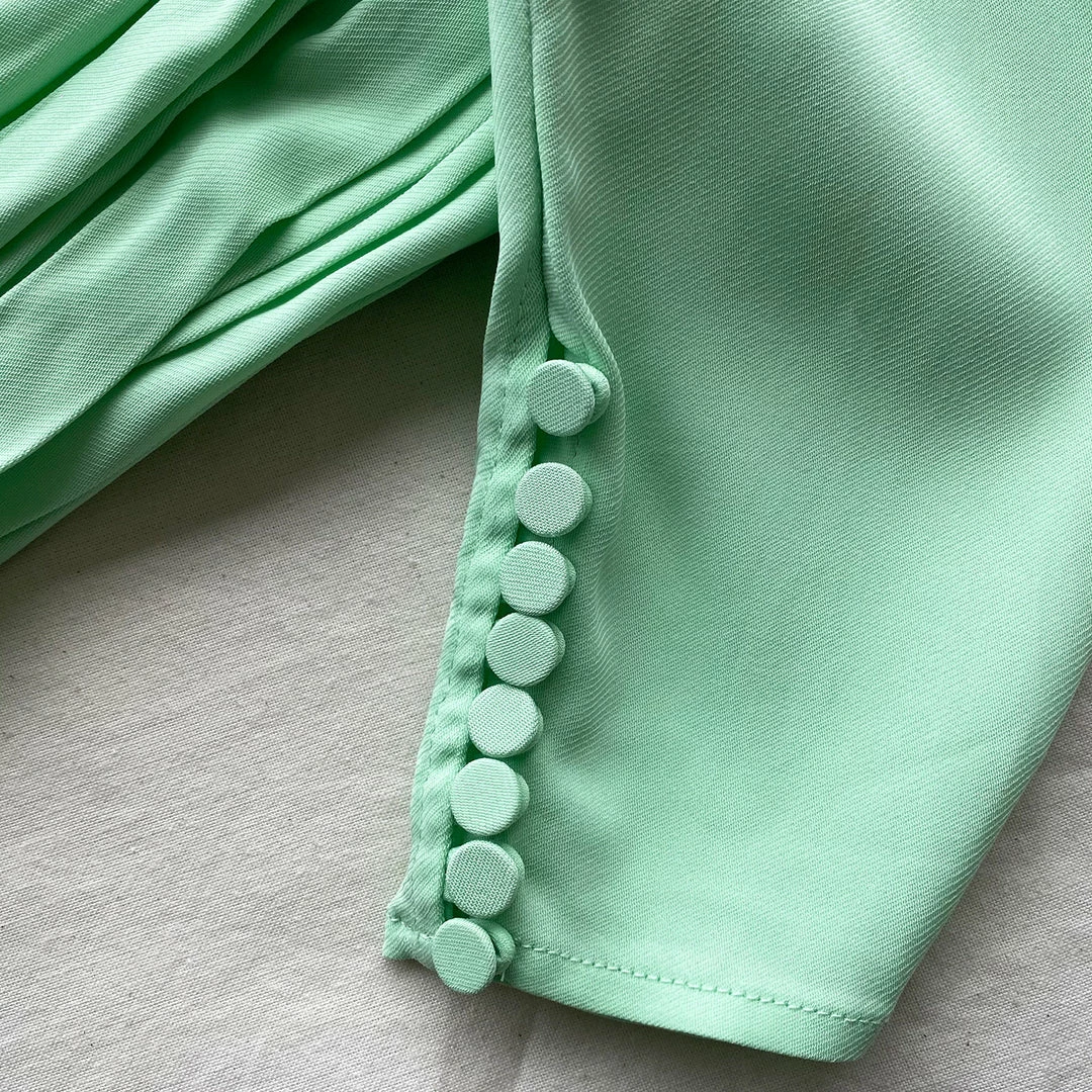 Self-portrait Spearmint Stretch Crepe Cut Top READY TO WEAR